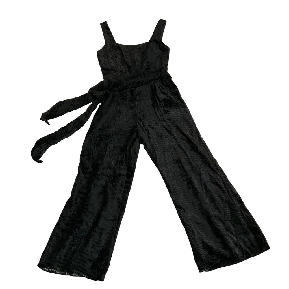 Moulinette Soeurs Jumpsuit Women 00P Black Velvet Floral Devore Anthropologie